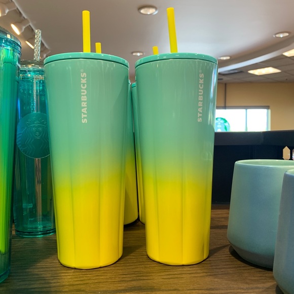 NEW STARBUCKS YELLOW & TEAL TUMBLER - Picture 2 of 5